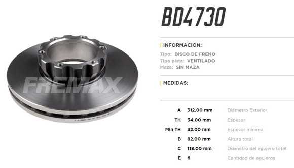 Imagen de DISCO DE FRENO MERCEDES BENZ 712C/812/814/912C/914C/LO915
