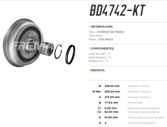 Imagen de CAMPANA DE FRENO CITROEN AIRCROSS/C3 (KIT)