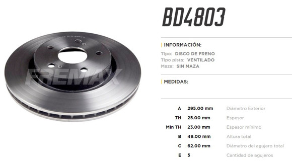 Imagen de DISCO DE FRENO SUZUKI GRAND VITARA 2005-