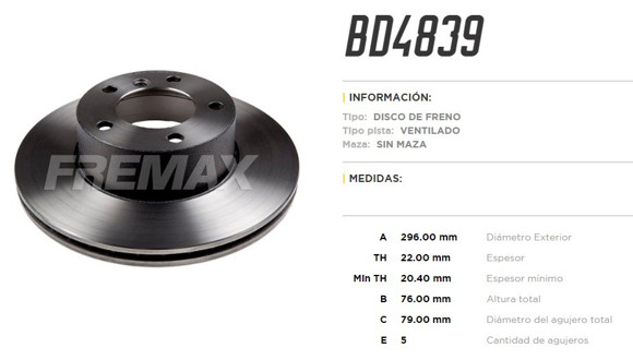 Imagen de DISCO DE FRENO BMW SERIE 5 95-E39/525 TDS 1995-