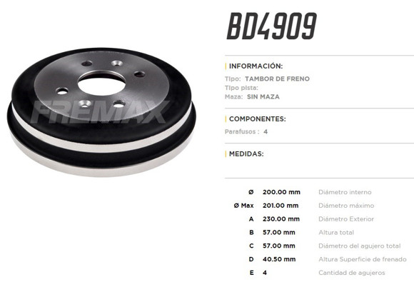 Imagen de CAMPANA DE FRENO CHEVROLET AVEO 1.6