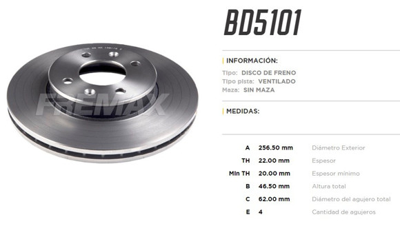 Imagen de DISCO DE FRENO HYUNDAI ACCENT 2006-2011 KIA RIO 2006-