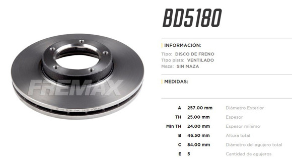 Imagen de DISCO DE FRENO TOYOTA HILUX 4X2 1993-2004