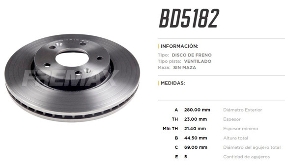 Imagen de DISCO DE FRENO HYUNDAI ELANTRA 2012/VELOSTER 2011-/I30