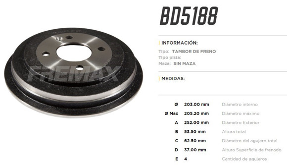 Imagen de CAMPANA DE FRENO HYUNDAI ACCENT 1.4/KIA RIO 1.2/1.4 2012-