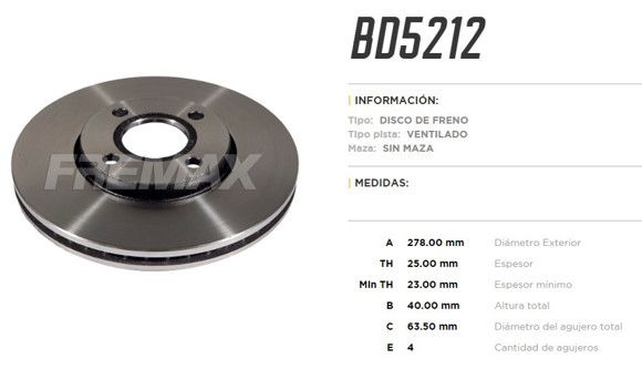 Imagen de DISCO DE FRENO FORD ECOSPORT 2012- 4X2 4X4