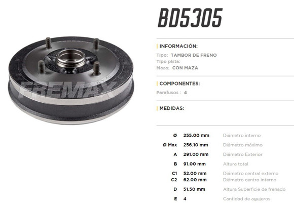 Imagen de CAMPANA DE FRENO RENAULT TRAFIC 1993-