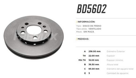 Imagen de DISCO DE FRENO VW FOX/CROSSFOX 256MM