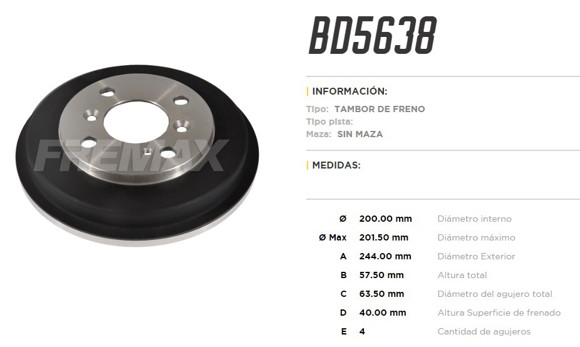 Imagen de CAMPANA DE FRENO FORD FIESTA 1.6 2011-/KA 2014-