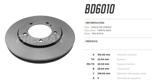 Imagen de DISCO DE FRENO CHEVROLET TRACKER 2001-SUZUKI GRAND VITARA