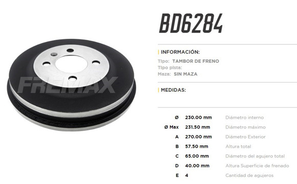 Imagen de CAMPANA DE FRENO VW SAVEIRO 1.6 8V 2010-