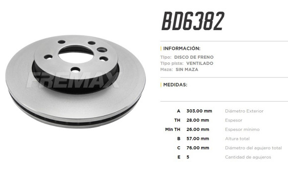 Imagen de DISCO DE FRENO VW AMAROK 2.0TDI 16V 2010-
