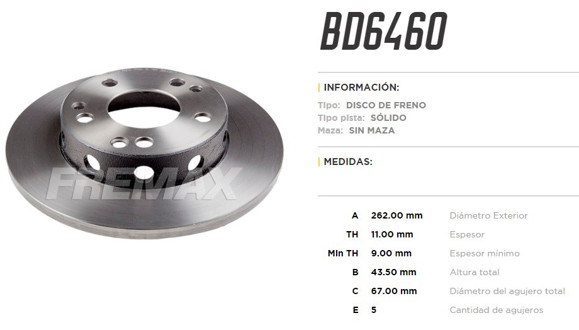 Imagen de DISCO DE FRENO MERCEDES BENZ 190D 1982-1993 (W201)