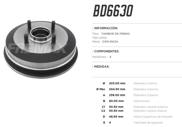 Imagen de CAMPANA DE FRENO FORD ESCORT 1.8D ZETEC 92-/VW LOGUS/POINTER