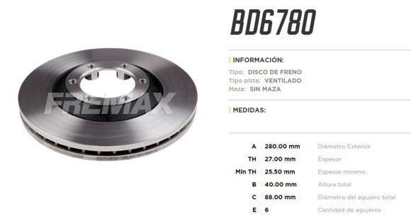 Imagen de DISCO DE FRENO CHEVROLET D-MAX 2.5/3.0 2002-2009
