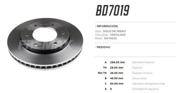 Imagen de DISCO DE FRENO MITSUBISHI L200 SPORTERO 2008-