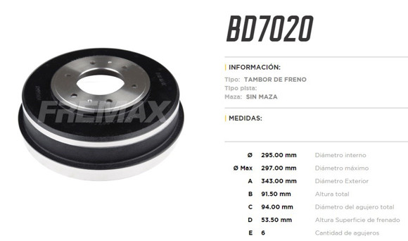 Imagen de CAMPANA DE FRENO MITSUBISHI L200 TRITON 2008-2016