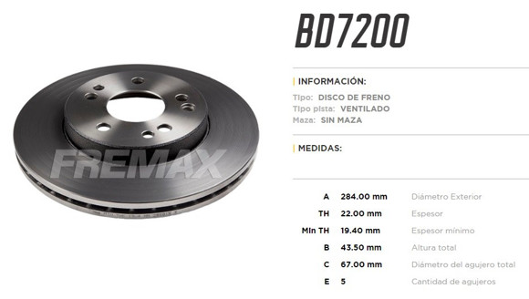 Imagen de DISCO DE FRENO MERCEDES BENZ 300/E300 TD 1986- (W124)