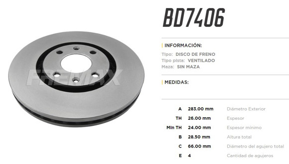 Imagen de DISCO DE FRENO PEUGEOT 406 2.0I 16V/1.9TD/2.1TD