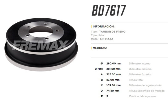 Imagen de CAMPANA DE FRENO FORD F100/F1000