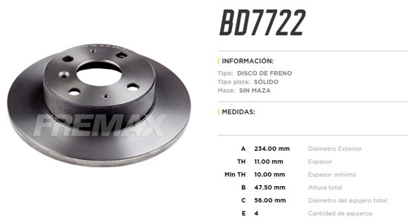 Imagen de DISCO DE FRENO DAIHATSU CHARADE 1993-/LIFAN 320 2010-