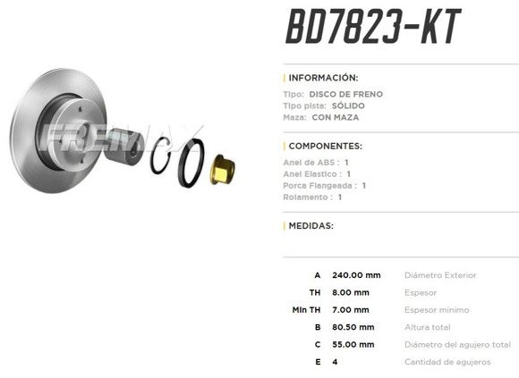 Imagen de DISCO DE FRENO TRASERO RENAULT MEGANE/CLIO 16V (KIT)