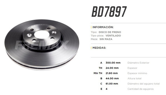 Imagen de DISCO DE FRENO RENAULT SCENIC 2004