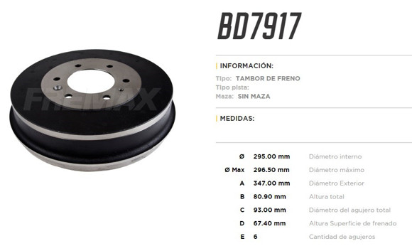Imagen de CAMPANA DE FRENO FORD RANGER 2012- 4X2 4X4