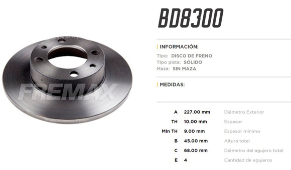 Imagen de DISCO DE FRENO FIAT 124/125/128/147/850/PANDA/OGGI/UNO FIRE