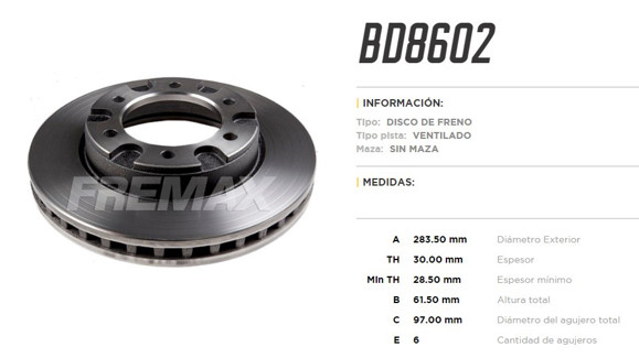 Imagen de DISCO DE FRENO CHEVROLET C10/D20/A10 SILVERADO/VERANEIO