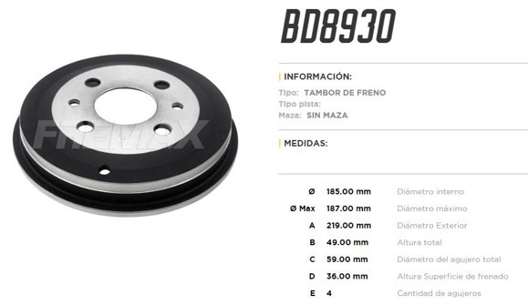 Imagen de CAMPANA DE FRENO FIAT UNO WAY/MOBI 1.0/1.4 8V 2016-