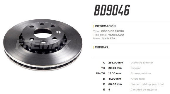Imagen de DISCO DE FRENO CHEVROLET CORSA 1.6 1993-