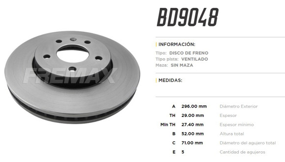Imagen de DISCO DE FRENO CHEVROLET CAPTIVA 2.4/3.6 2008-