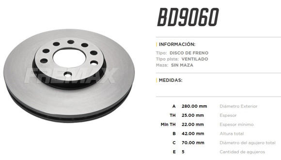 Imagen de DISCO DE FRENO CHEVROLET ASTRA-ZAFIRA 2.0 16V
