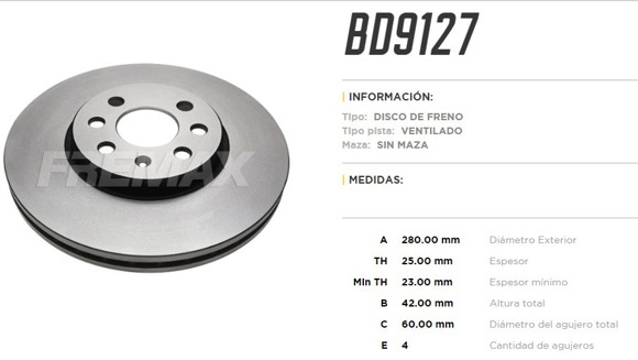 Imagen de DISCO DE FRENO CHEVROLET ASTRA GT/VECTRA 2.0 8V 2005-