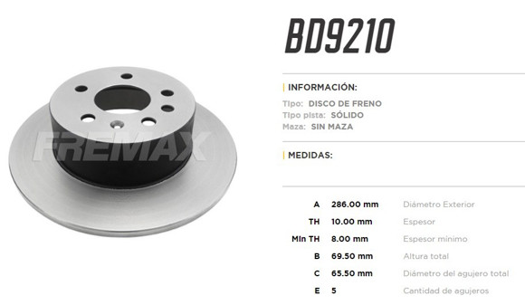 Imagen de DISCO DE FRENO TRASERO CHEVROLET ASTRA/ZAFIRA 2.0 16V 2001-