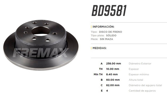 Imagen de DISCO DE FRENO TRASERO BMW (MODELOS EN DESCRIPCION)