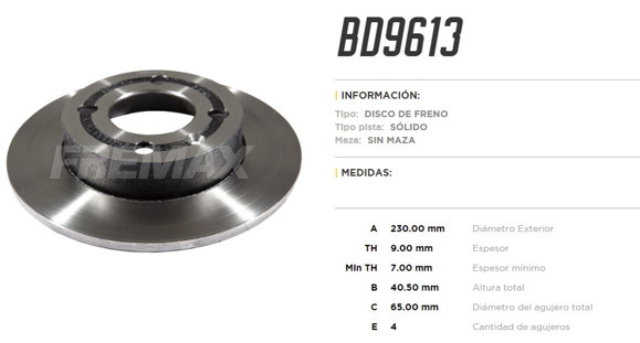 Imagen de DISCO DE FRENO TRASERTO VW SAVEIRO 2014-