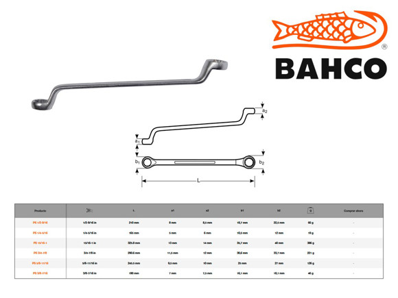 Imagen de LLAVE ESTRIADA ACODADA BAHCO 1/4-5/16"