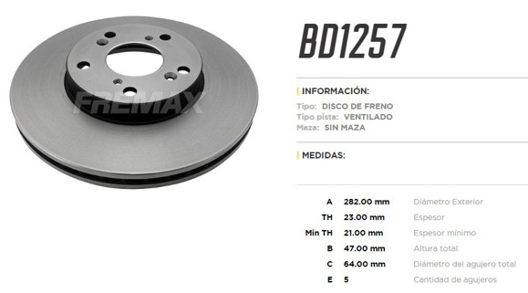 Imagen de DISCO DE FRENO HONDA CRV 2010/ACCORD 2013/FIT 2013 (VENT.)