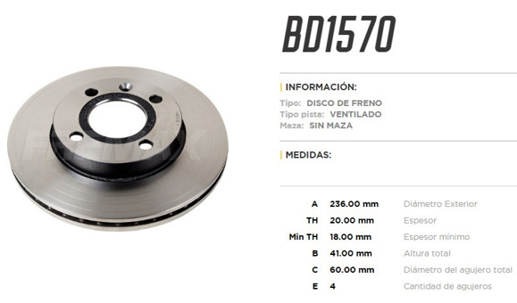 Imagen de DISCO DE FRENO DELANTERO CHEVROLET SPARK 1.0 2015 (VENT.)
