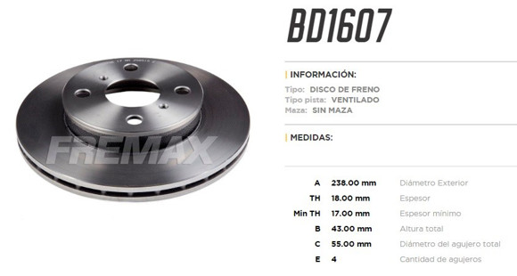 Imagen de DISCO DE FRENO DELANTERO TOYOTA TERCEL 1990-1997