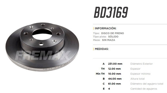 Imagen de DISCO DE FRENO DELANTERO WULING/HONDA CIVIC 1981-1991