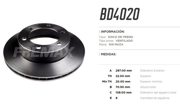 Imagen de DISCO DE FRENO DELANTERO TOYOTA HILUX SW4 (VENTILADO) R15"