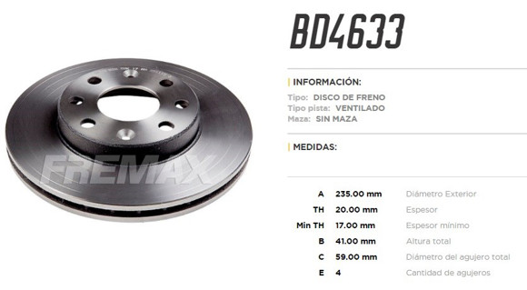 Imagen de DISCO DE FRENO CHEVROLET AVEO/SAIL 1.4/SPARK GT 2005