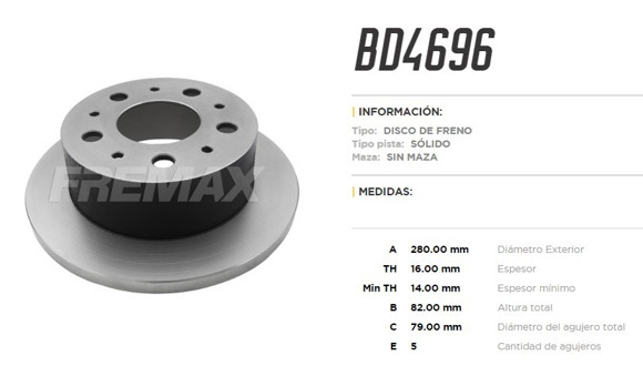 Imagen de DISCO DE FRENO TRASERO FIAT DUCATO/PEUGEOT BOXER