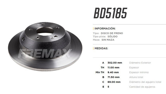 Imagen de DISCO DE FRENO TRASERO KIA SORENTO/HYUNDAI SANTA FE 2010