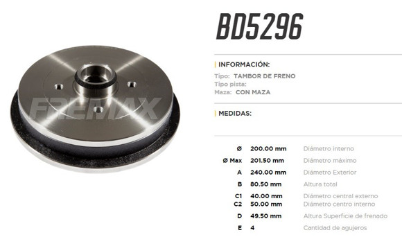 Imagen de CAMPANA DE FRENO TRASERO VW GOL/SAVEIRO 2013 G5-G6