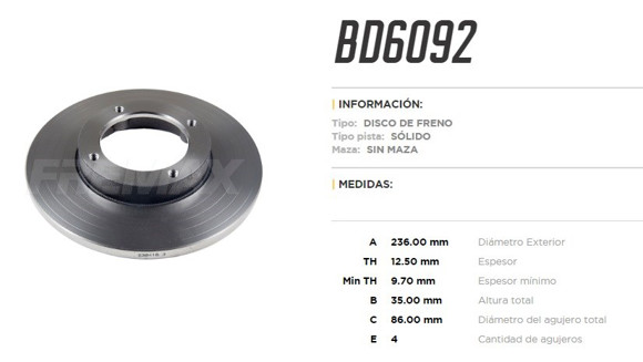 Imagen de DISCO DE FRENO DELANTERO CHERY QQ 1.1 2011