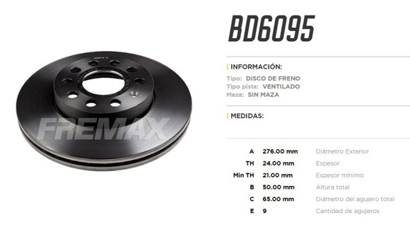 Imagen de DISCO DE FRENO DELANTERO AUDI A3 2013 (VENTILADO)
